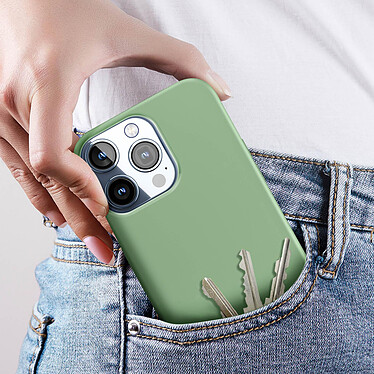 Avis Avizar Coque pour iPhone 15 Pro Max Silicone Semi-rigide Finition Douce au Toucher Fine  Vert pâle