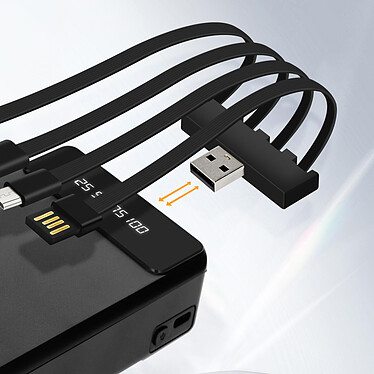 Avis LinQ Batterie Secours 25800mAh Câble 4 en 1 Amovible et Sortie USB Compact  Noir