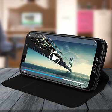 Acheter Avizar Housse Motorola Moto G7 Play Étui Portefeuille Fonction Support Vidéo Noir