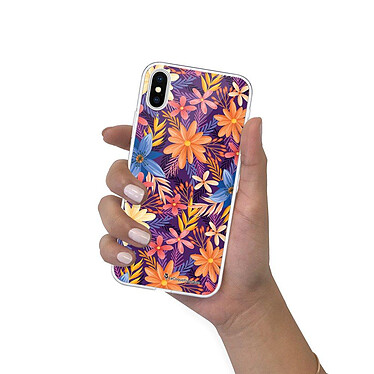 LaCoqueFrançaise Coque iPhone Xs Max silicone transparente Motif Fleurs violettes et oranges ultra resistant pas cher