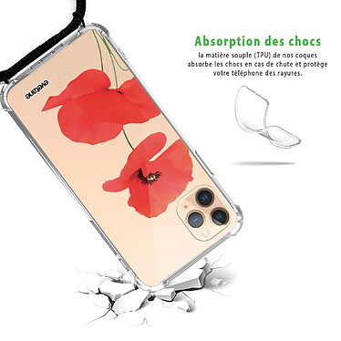 Avis Evetane Coque cordon iPhone 11 Pro noir Dessin Coquelicot