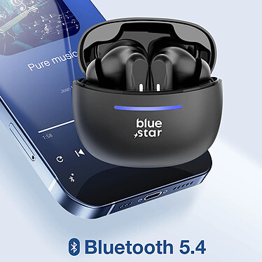 Avis Blue Star Écouteurs Bluetooth Intra-auriculaires Étanche IPX4 Autonomie 4.5H Noir