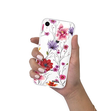 Evetane Coque iPhone Xr silicone transparente Motif Fleurs Multicolores ultra resistant pas cher