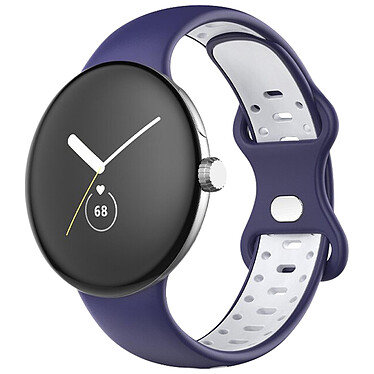 Avizar Bracelet Google Pixel Watch Silicone Bicolore Souple Bleu/Blanc 241 mm