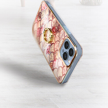 Acheter Avizar Coque iPhone 13 Pro Max Bi-matière avec Bague de maintien Motif écaille Rose