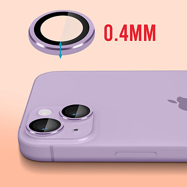 Avizar Film caméra pour iPhone 14 et 14 Plus Verre trempé 9H 0.4mm  Transparent Contour violet pas cher
