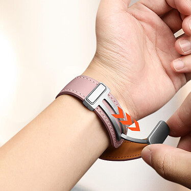 Avis Avizar Bracelet pour Galaxy Watch 5 / 5 Pro / 4 Cuir Fermoir Boucle Magnétique  rose