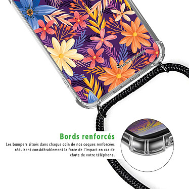 Acheter LaCoqueFrançaise Coque cordon Samsung Galaxy S20 Dessin Fleurs violettes et oranges