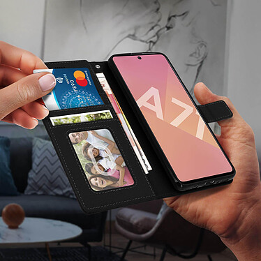 Avizar Housse Samsung Galaxy A71 Étui Porte carte Support Vidéo et Dragonne noir pas cher