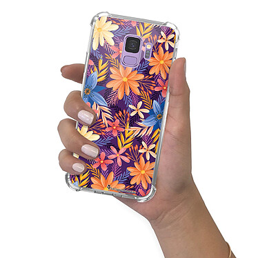 LaCoqueFrançaise Coque Samsung Galaxy S9 anti-choc souple angles renforcés transparente Motif Fleurs violettes et oranges pas cher