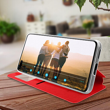Avis Avizar Housse Huawei P40 Pro Fenêtre d'Affichage Porte-carte Support Vidéo rouge