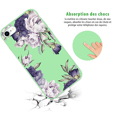 Avis LaCoqueFrançaise Coque iPhone 7/8/ iPhone SE 2020 Silicone Liquide Douce vert pâle Pivoines Violettes