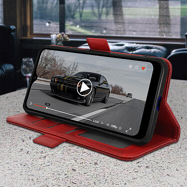 Acheter Avizar Étui LG K22 Style Vintage avec Porte-cartes et Support Vidéo rouge
