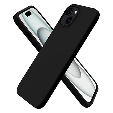 Evetane Coque iPhone 15 Silicone liquide Noire + 2 Vitres en Verre trempé Protection écran Antichocs pas cher