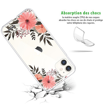 Avis Evetane Coque iPhone 11 silicone transparente Motif Fleurs roses ultra resistant