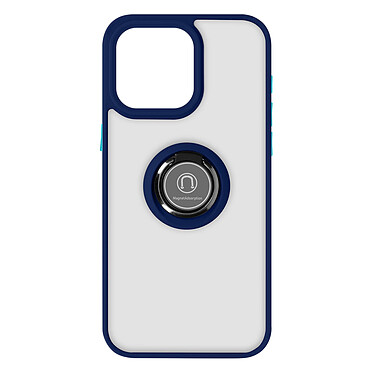 Avizar Coque pour iPhone 15 Pro Max Bi-matière Bague Métallique Support Vidéo  Bleu
