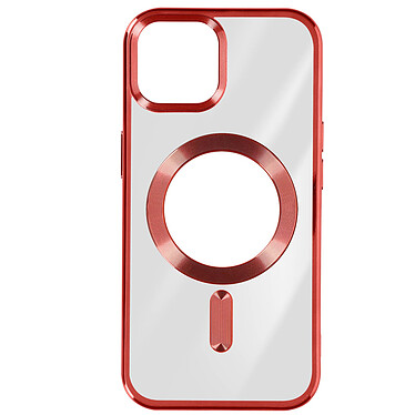 Avizar Coque MagSafe pour iPhone 15 Silicone Protection Caméra  Contour Chromé Rouge