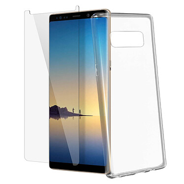 Avizar Pack Protection Galaxy Note 8 Coque silicone transparente + film verre trempé