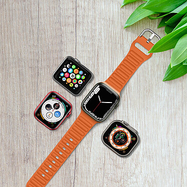 Avizar Bracelet pour Apple Watch 41mm et 40mm et 28mm Silicone Ajustable Fermoir Ardillon  Orange pas cher