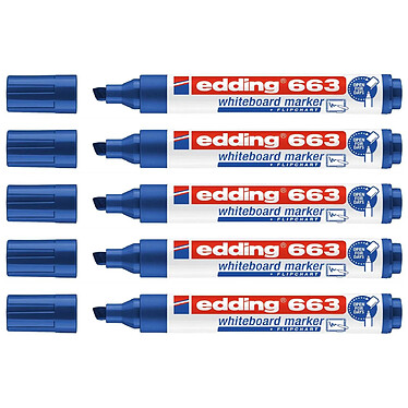 EDDING Marqueur pour Tableaux Blancs 663 Bleu Pointe Biseau 1-5 mm x 5