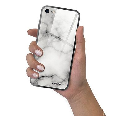 Evetane Coque iPhone 7/8/ iPhone SE 2020/ 2022 Coque Soft Touch Glossy Marbre blanc Design pas cher