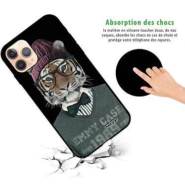 Avis Evetane Coque iPhone 11 Pro Silicone Liquide Douce noir Tigre Fashion