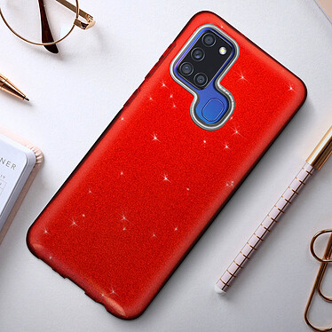 Avis Avizar Coque pour Samsung Galaxy A21s Paillette Amovible Silicone Semi-rigide rouge