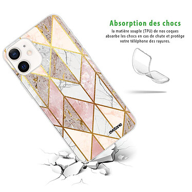 Avis Evetane Coque iPhone 12 mini silicone transparente Motif Marbre Rose Losange ultra resistant