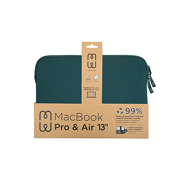 MW Housse compatible Macbook Air 15 Basics ²Life Vert/Blanc pas cher