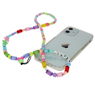 Avizar Bijou Téléphone Perles, Love & Étoiles 65cm Collection Lovely Multicolore