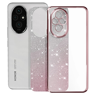 Avizar Coque pour Honor 200 Motif Paillette Dégradé Silicone Caméra Protégée Rose Champagne