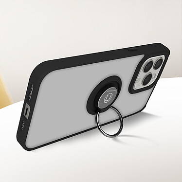 Avizar Coque pour iPhone 15 Pro Max Bi-matière Bague Métallique Support Vidéo  Noir pas cher