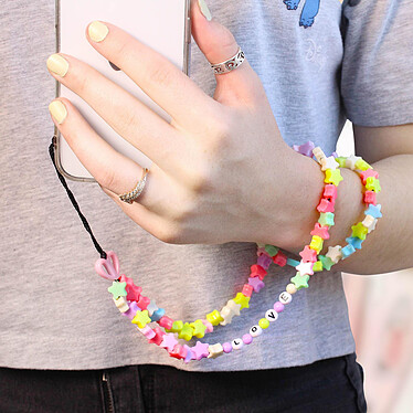 Avizar Bijou Téléphone Bracelet Love Étoiles 65cm Collection Lovely Multicolore pas cher