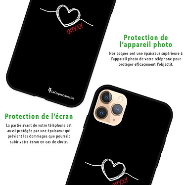 Avis LaCoqueFrançaise Coque iPhone 11 Pro Silicone Liquide Douce noir Coeur Blanc Amour