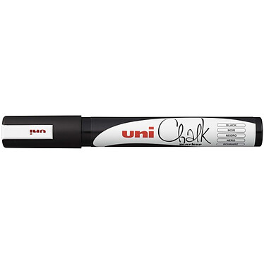 UNI-BALL Marqueur craie Pointe conique moyenne CHALK Marker PWE5M 1,8 - 2,5mm Noir x 6
