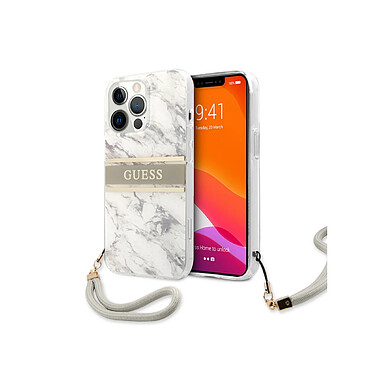 Avis Guess Coque pour Apple iPhone 13 Pro Marble Strap Gris