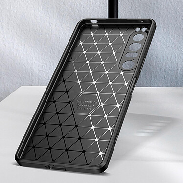 Avizar Coque pour Sony Xperia 1 IV Silicone gel Flexible Design Effet fibre de carbone  Noir pas cher