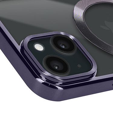 Avizar Coque MagSafe pour iPhone 15 Silicone Protection Caméra  Contour Chromé Violet pas cher