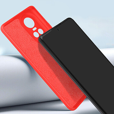 Avizar Coque pour Oppo Reno 10 et 10 Pro Silicone Semi-rigide Finition Soft-touch avec Dragonne  Rouge pas cher