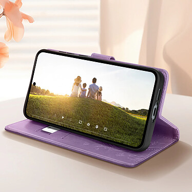 Avis Avizar Étui pour Samsung Galaxy A55 Portefeuille Fleur Papillon avec Dragonne Violet Clair