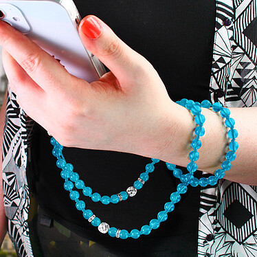 Acheter Avizar Bijou de Téléphone Bracelet Perles Rondes Collection Glam turquoise Translucide