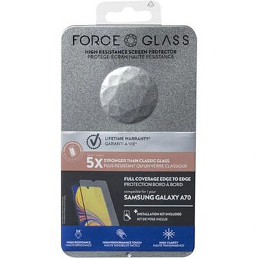 Force Glass Protège-écran pour Samsung Galaxy A70 Oléophobe 2.5D Original Noir transparent pas cher