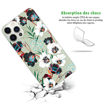 Avis LaCoqueFrançaise Coque iPhone 12 Pro Max 360 intégrale transparente Motif Fleurs vert d'eau Tendance