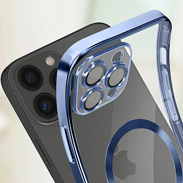 Avizar Coque MagSafe pour iPhone 13 Pro Max Silicone Protection Caméra  Contour Chromé Bleu Clair pas cher
