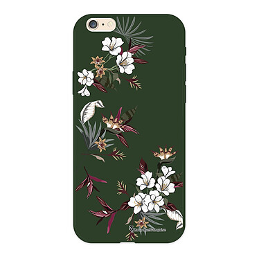 LaCoqueFrançaise Coque iPhone 6/6S Silicone Liquide Douce vert kaki Fleurs Sauvages