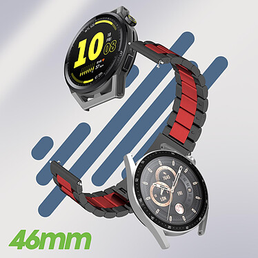 Avis Avizar Bracelet pour Huawei Watch GT Runner / Watch GT 3 46mm Maille Acier Noir / Rouge