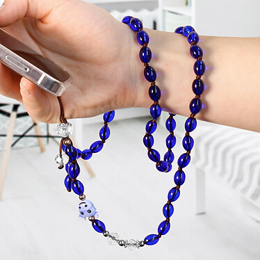 Avizar Bijou de Téléphone Bracelet à Perles bleu foncé Collection Audacious pas cher