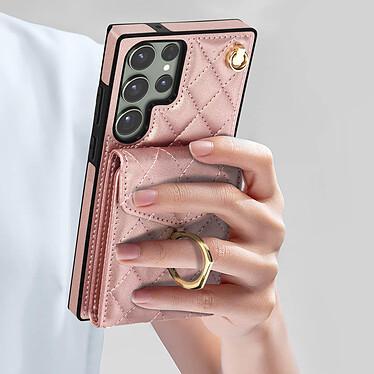 Acheter Avizar Coque Cordon pour Samsung Galaxy S23 Ultra Dos Portefeuille Bague Support  Rose Gold