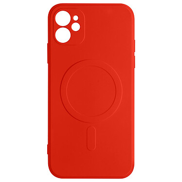 Avizar Coque Magsafe iPhone 12 Silicone Souple Intérieur Soft-touch Mag Cover  rouge