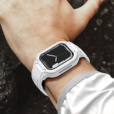 Avizar Bracelet pour Apple Watch Ultra 49mm Silicone Bumper Ajustable  Blanc pas cher